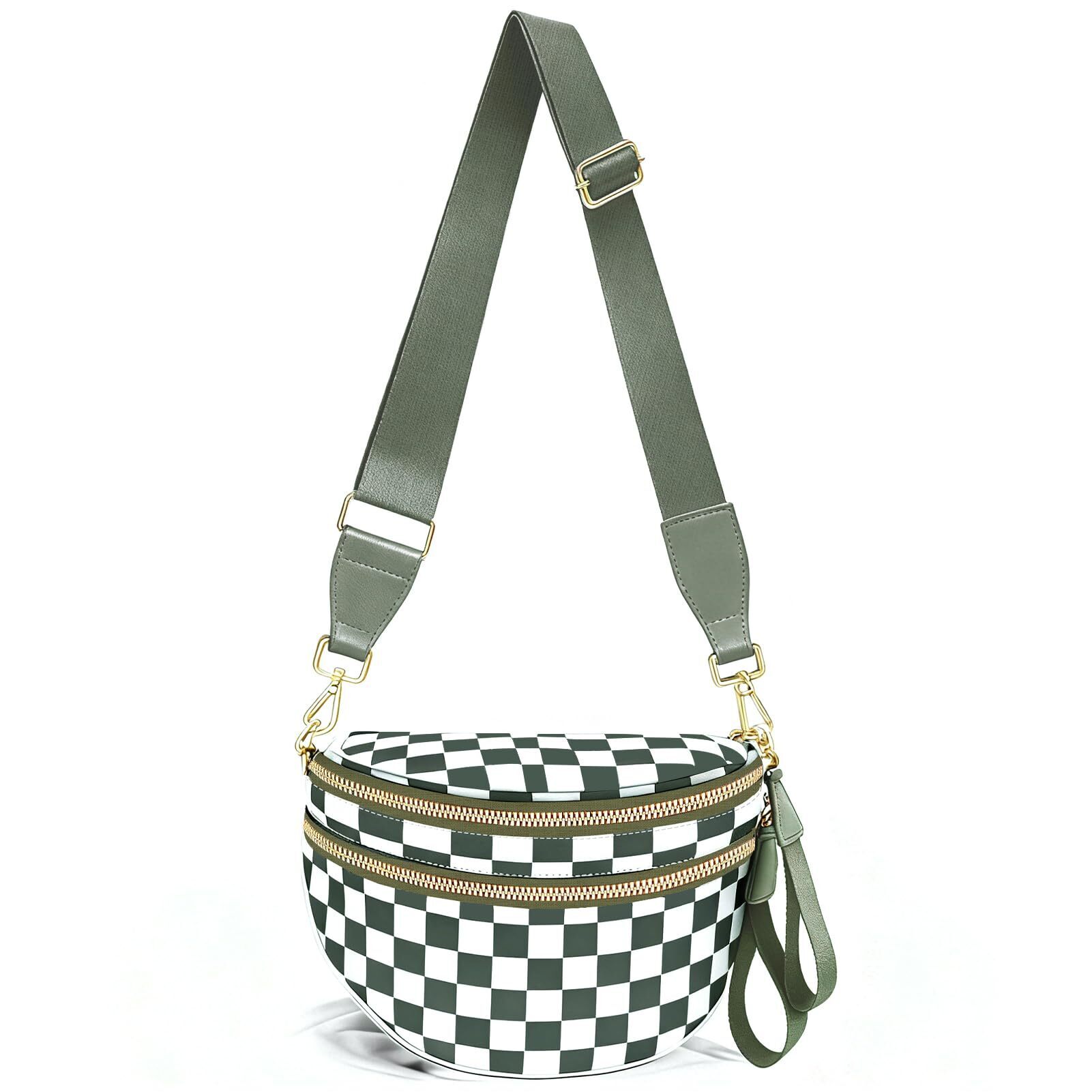 5125 Checkered Crossbody Bag Nylon Bum Bag Oversized Trendy Belt Bags